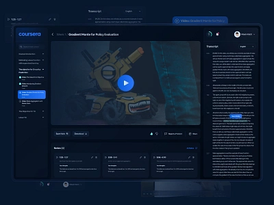 Coursera - Video page redesign Concept course coursera dark design figma glassmorphism online online course ui ui ux video player webdesign