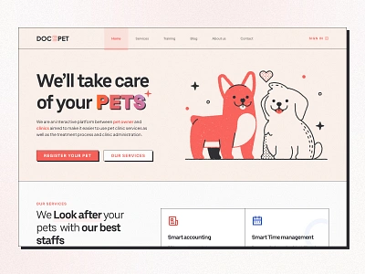 Doc for the Pet - Veterinarian Website animal animal care brutalism design desktop figma home home page pet petcare ui ui ux ux vet veterinarians webdesign website