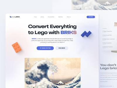 BRIKS 🧱 - AI based startup concept ai creative figma flat landing lego ui ui ux uidesign ux web design website