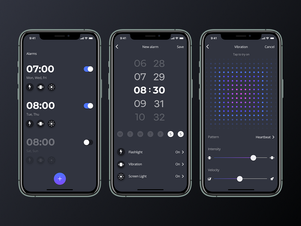 Alarm app for deaf people by elena on Dribbble