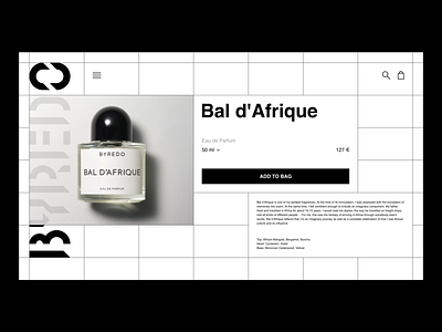 Perfume store concept black and white byredo e comerce ecommerce grid layout minimal perfume store