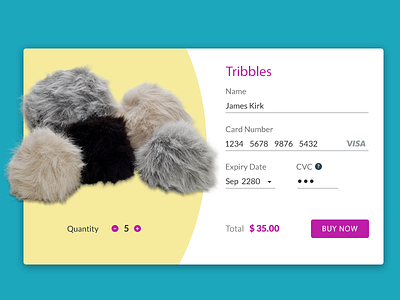 Cute tribbles from Star Trek check out checkout credit card daily ui star trek tribbles