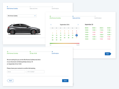 Book a Test Drive! auto booking calendar car test drive wizard