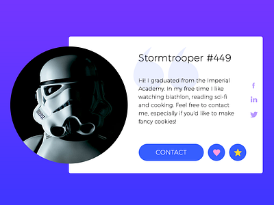 Stormtrooper User Profile card daily ui profile star wars stormtrooper user profile