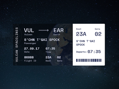 Boarding Pass boarding bass daily ui space star ticket trek