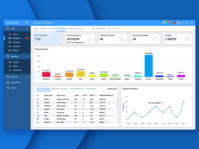 CRM interface // main screen analytic charts crm dashboard design interface nav sidebar ui ux