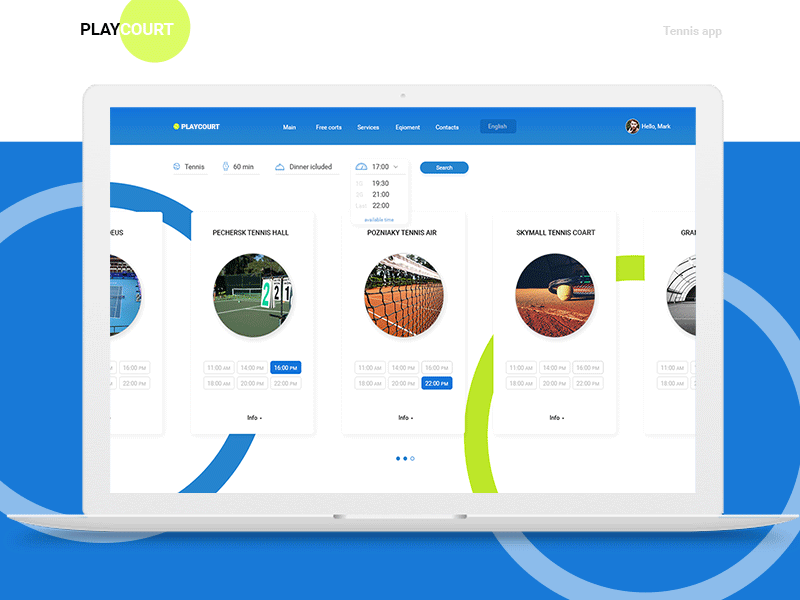 PLAYCOURT. Web app sport tennis ui ux web wed design
