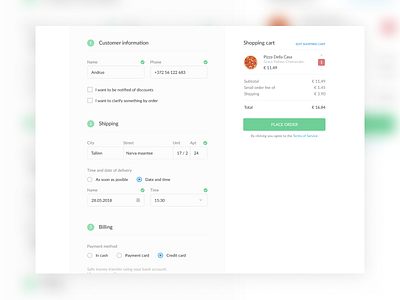 UX Redesign of checkout form for eda.ua