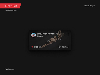 LIVEKICK / training card card fitness livekick mob sport training ui ux