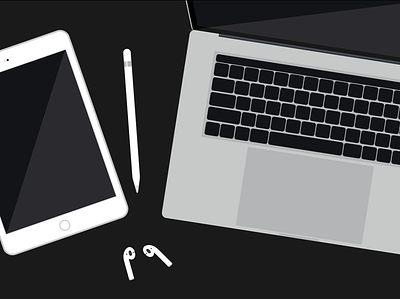 Desktop Vector Illustration Snapshot airpods apple design illustration illustrator ipad laptop tablet vector