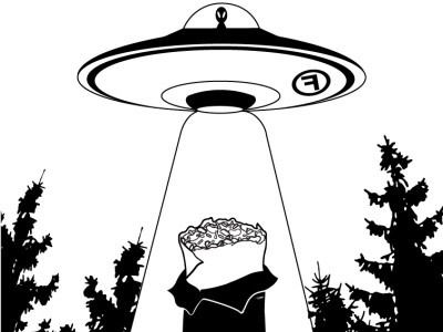 I Want to Believe (In Burritos) alien art direction branding burrito design illustration tex mex ufo