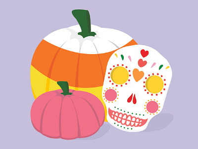 Pumpkins and Boos color halloween illustration october pumpkin sugar skull