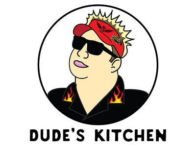 Dude's Kitchen Logo dude food guy guy fieri illustration kitchen logo