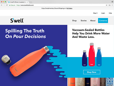 Daily UI Challenge 003 - S'Well Bottles Landing Page Redesign dailyui form interface design landing page ui