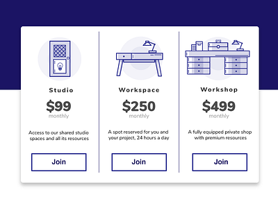 Daily UI Challenge 030 - Pricing Tables 030 dailyui icons interface design line art membership monochrome pricing tables ui ux