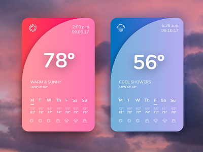 Daily UI Challenge 037 - Weather App 037 app color minimal dailyui flat design gradient icon interface design mobile design ui ux weather