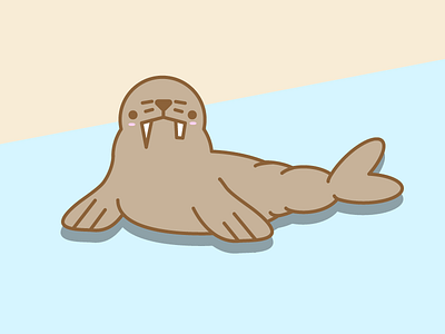 Wading Walrus animal character chibi cold cute flat kawaii mammal walrus winter