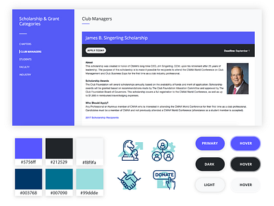 Club Foundation Pattern Library Sample color palette flat interface menu minimal navigation responsive style guide ui ux web design