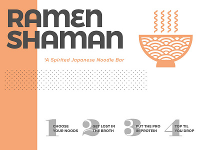 Ramen Shaman Menu Sample asia bowl food japan menu mordern noodles pattern ramen typography