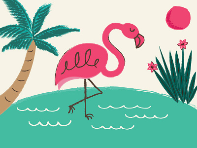 Flamingo Texture Study abstract brush flamingo floral iland illustration summer texture tropical