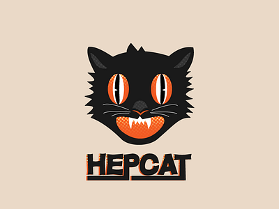 Halftone Hepcat 50s 60s cat character design halftone halloween illustration logo retro typography vector