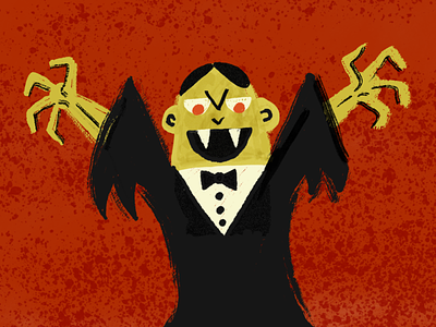 Vampire brush editorial grain halloween illustration monster retro spooky texture vampire
