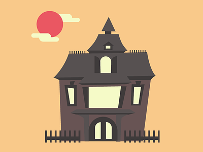 Spooky House asymmetry fall ghost halloween haunted house haunted mansion house illustration october scene spooky vector