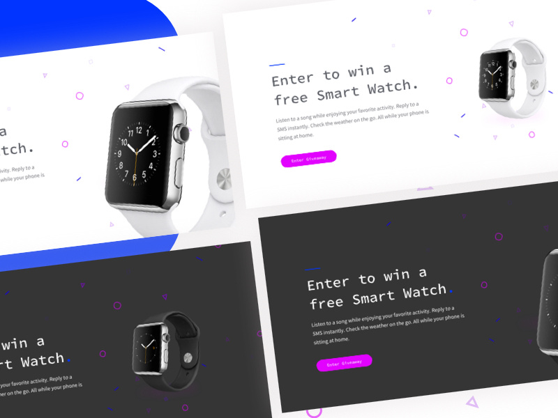 Product Giveaway Landing Page Variants web design landing page light design dark leadpages interface pattern ui ux app