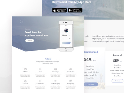 App Pricing Page app design gradient interface landing page leadpages pattern template ui ux web design
