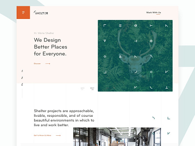 Shelter Homepage Exploration architecture deer homepage design interface ux design webpage website website concept