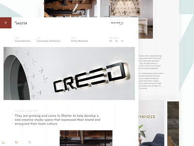 Shelter Case Study Page architecture inteface project page ux ux design webpage website website concept
