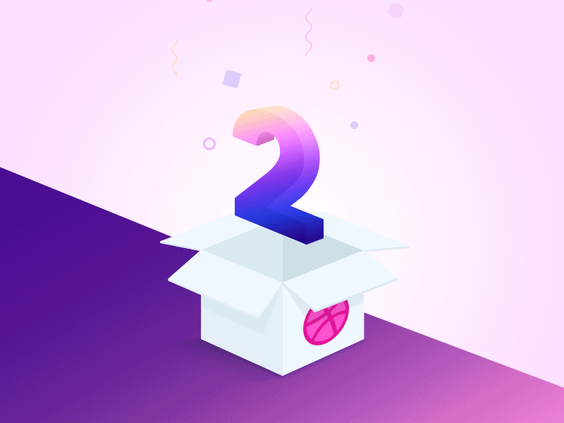Two Dribbble Invites animation dribbble game giveaway illustration invitation invite invites vector welcome