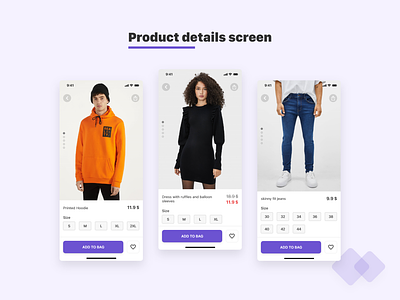 i Fashion app - product detail screens adobexd clothes ecommerce fashion madewithadobexd product page uikit
