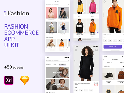 i Fashion - Ecommerce UI Kit adobe xd clothes ecommerce ecommerce app fashion for sale outfit shopping ux
