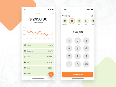 Expenses app adobexd bank budget expenses finance ios madewithadobexd money wallet