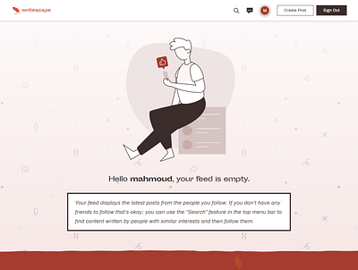Writescape - Empty feed branding css daily ui html illustration typography ui
