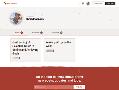 Writescape Profile Posts branding css dailyui design html illustration react reactjs