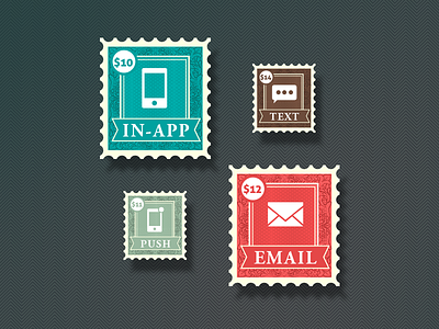 Marketing Stamps channels email engagement in app marketing postal stamp push sms