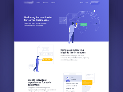 Landing Page experience hero image homepage marketing automation marketing channels user profile ux illustration