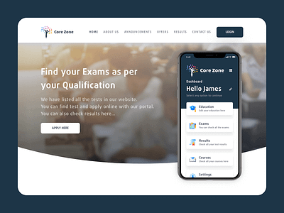 Core Zone Website branding branding design core zone courses education app education website exam flat result results ui ux website design