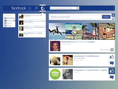 Facebook Concept concept facebook flat metro minimal redesign simple square ui