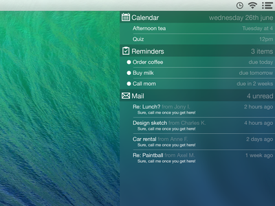 Mavericks Notification Center Concept