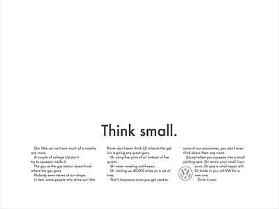 2014 edition of VW's Think small. ad cars small think think small vw