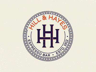 Hill & Hayes Espresso Bar branding circle coffee coffee bar color design espresso illustration letters logo logotype orange print rough round type typography