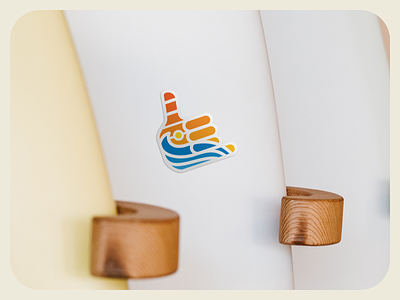 Shaka Wave Sticker branding color design flat hangloose logo logotype shaka simple sticker surf vector