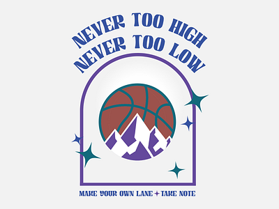 Never Too Mountain High Ball basketball design illustrator jazz logo nba salt lake city utah