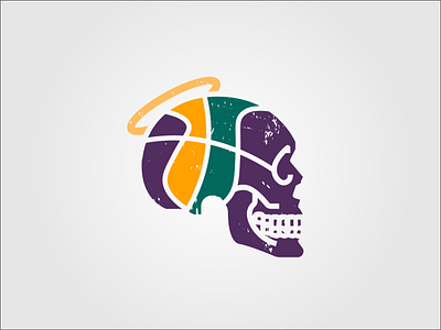 Nice Guy Skull basketball design illustrator jazz logo nba salt lake city utah