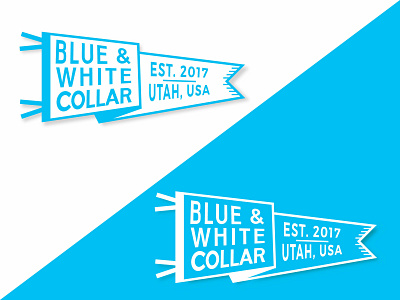 Blue and White Collar Pennant illustrator logo salt lake city utah