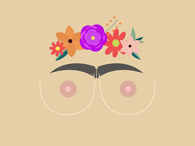Frida Nipple doodle flowers free the nipple frida kahlo illustration nsfw