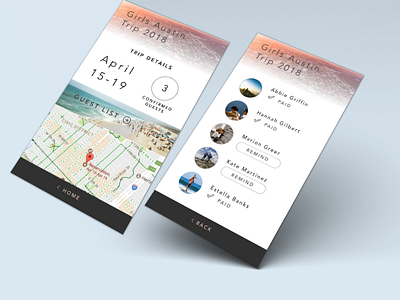 Group Trip App app mobile ui